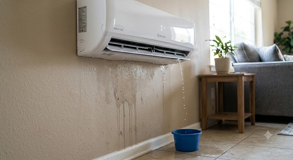 Máng nước máy lạnh đóng bùn bẩn gây chảy nước